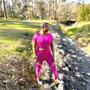 Structured Fuchsia Activewear Crop Top and Legging Set