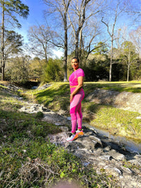 Structured Fuchsia Activewear Crop Top and Legging Set