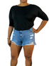 Distressed High Waisted Denim Shorts